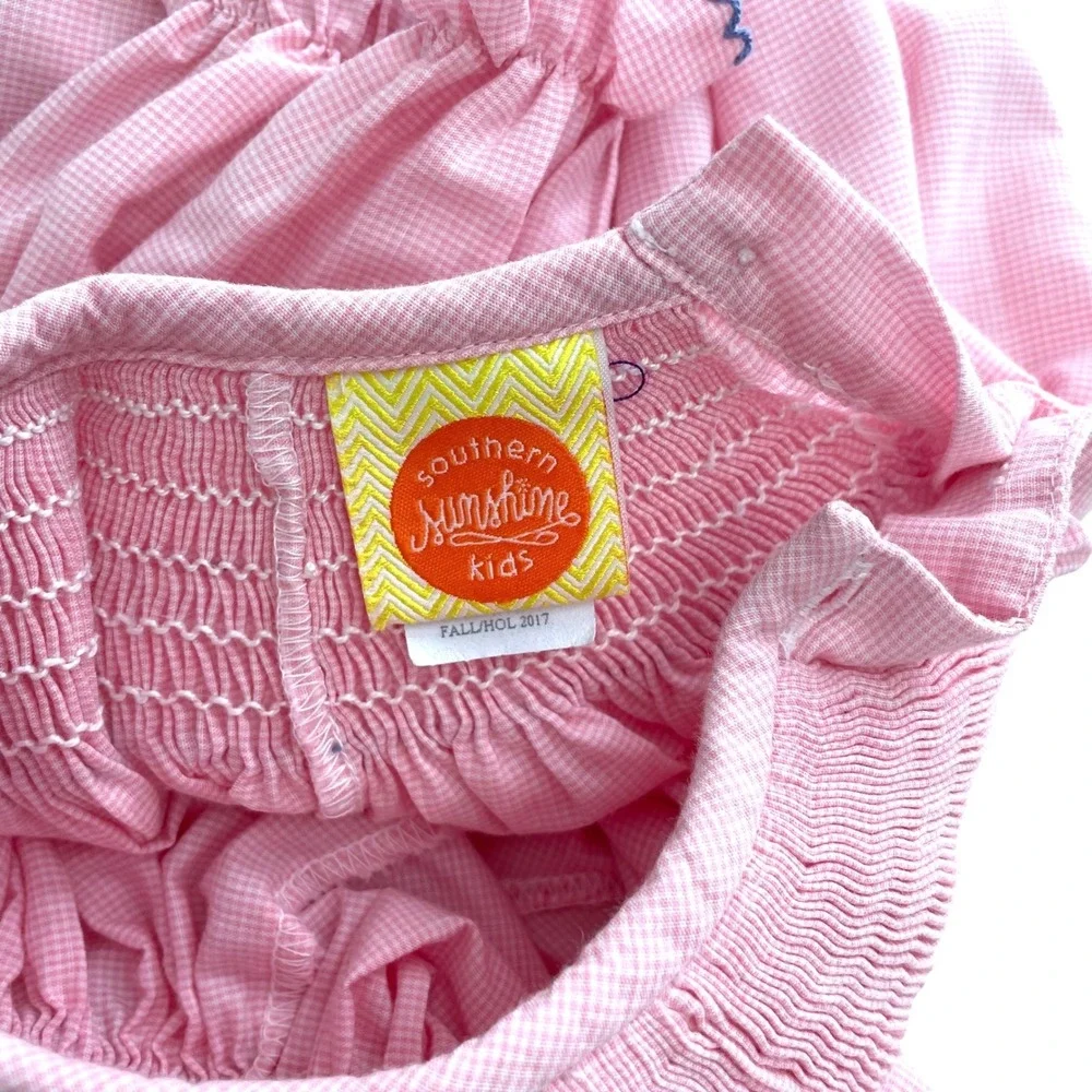 Southern Sunshine smocked‎ plaid bishop dress Size 3 pink white angels church